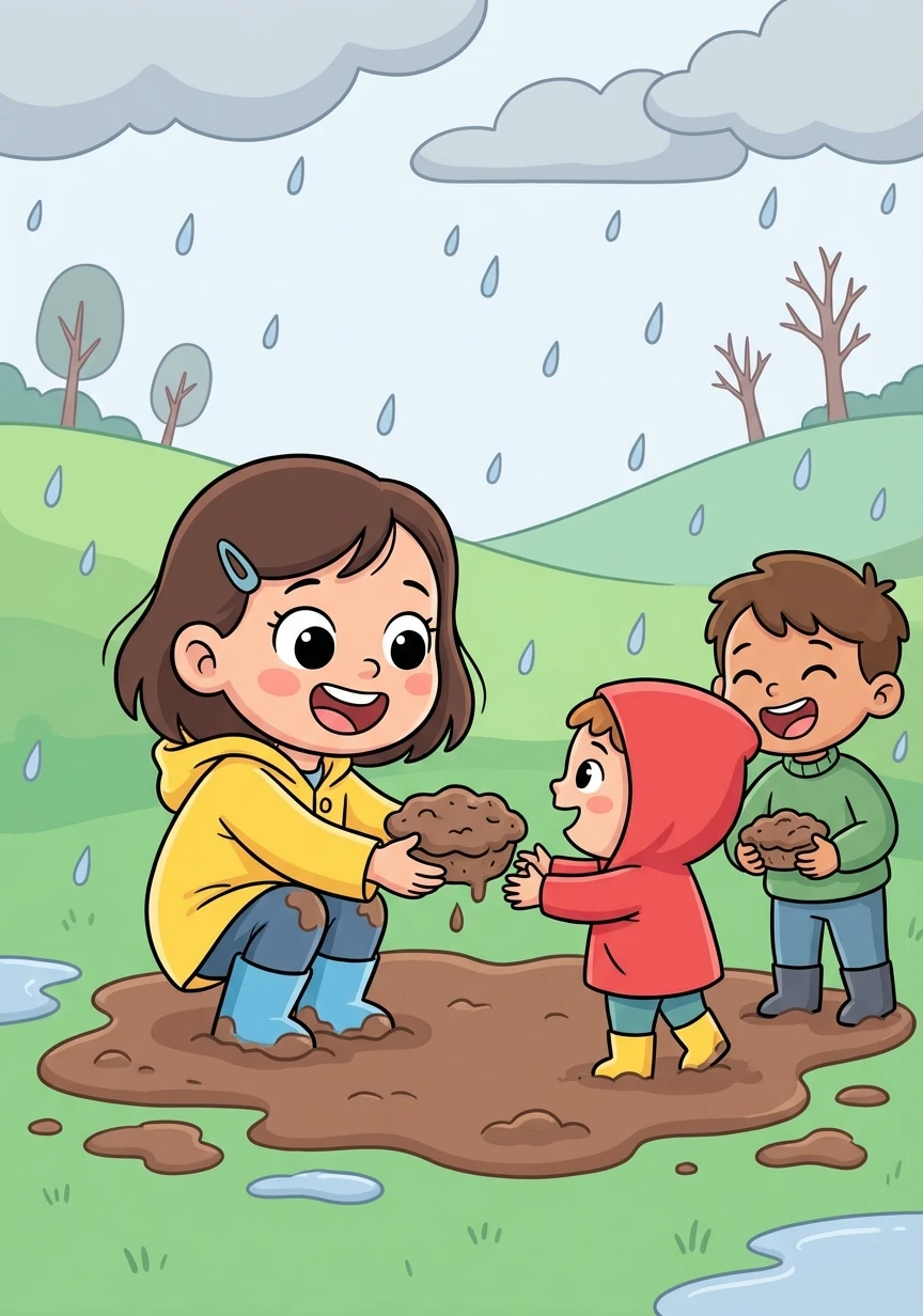As she played, Elara noticed other children struggling with the storm. She decided to share her mud pies and spread her newfound joy.