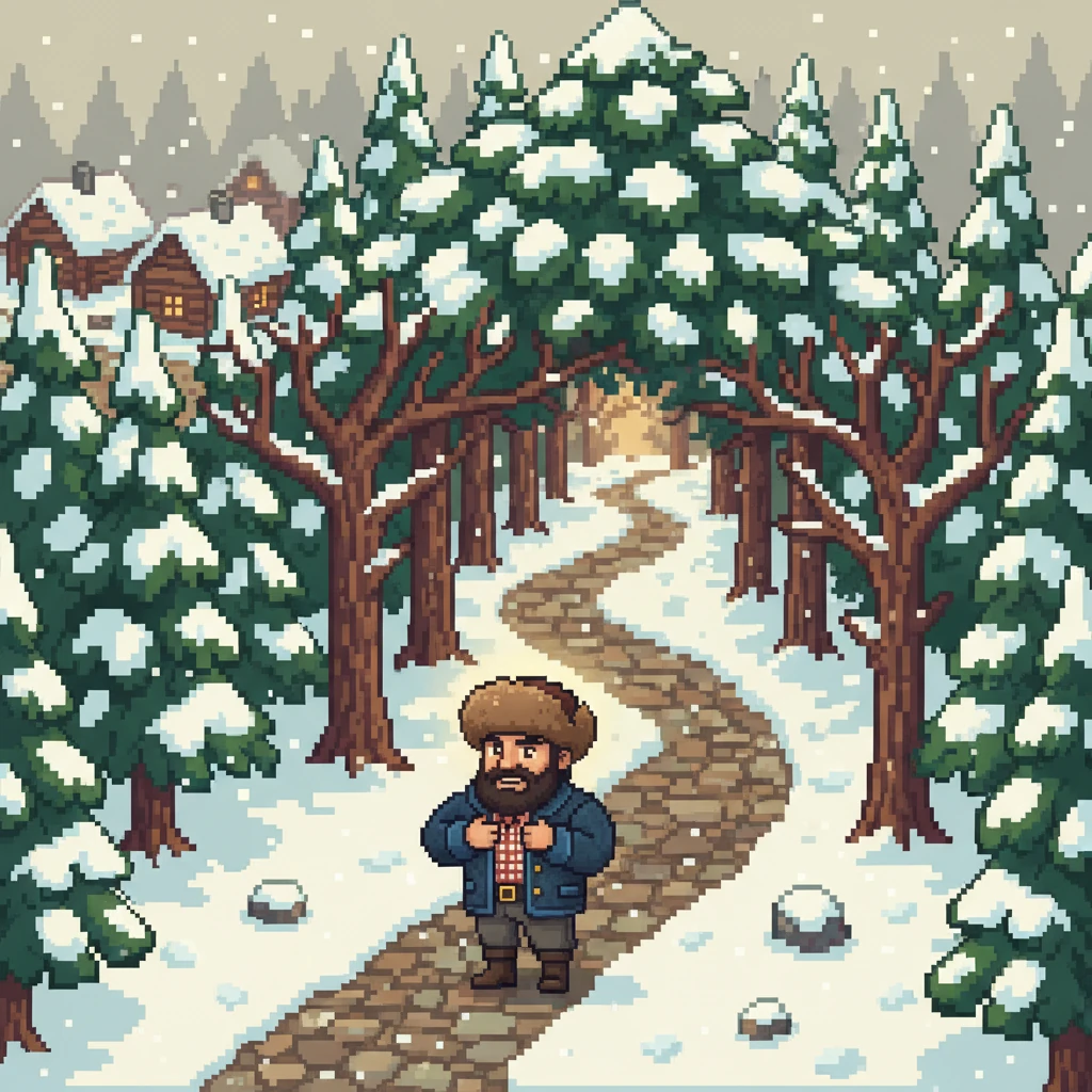 Suddenly, a peculiar warmth spread from his ushanka, a gentle, almost imperceptible tug. It felt as if the hat itself was whispering an invitation, urging him to explore beyond the village path. Ivan, intrigued, decided to follow the subtle feeling. He pulled his thick coat tighter and stepped out, leaving the familiar village behind.