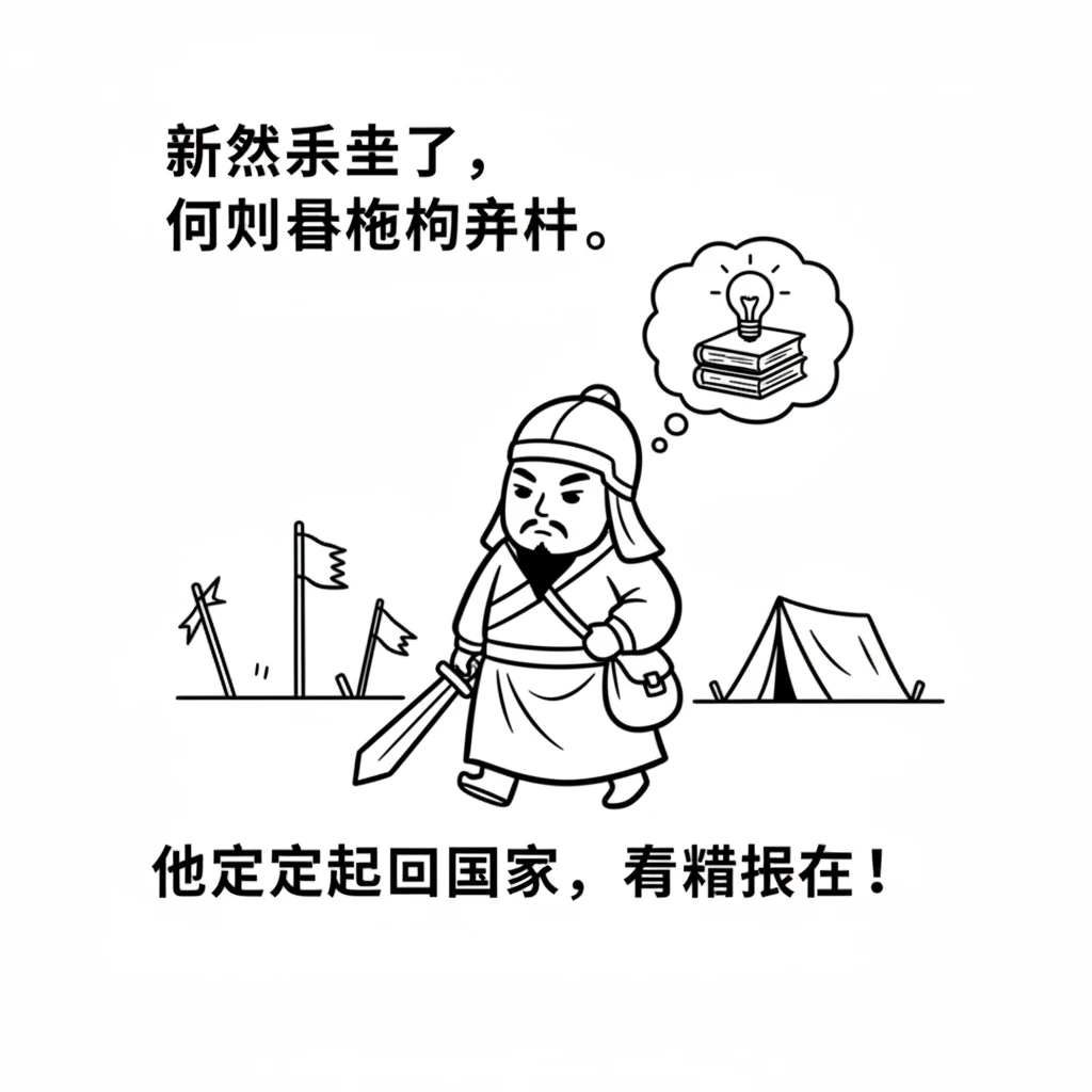 虽然失败了，但刘备国王没有放弃。他决定回到自己的国家，重新振作起来。他会变得更聪明，更有智慧。