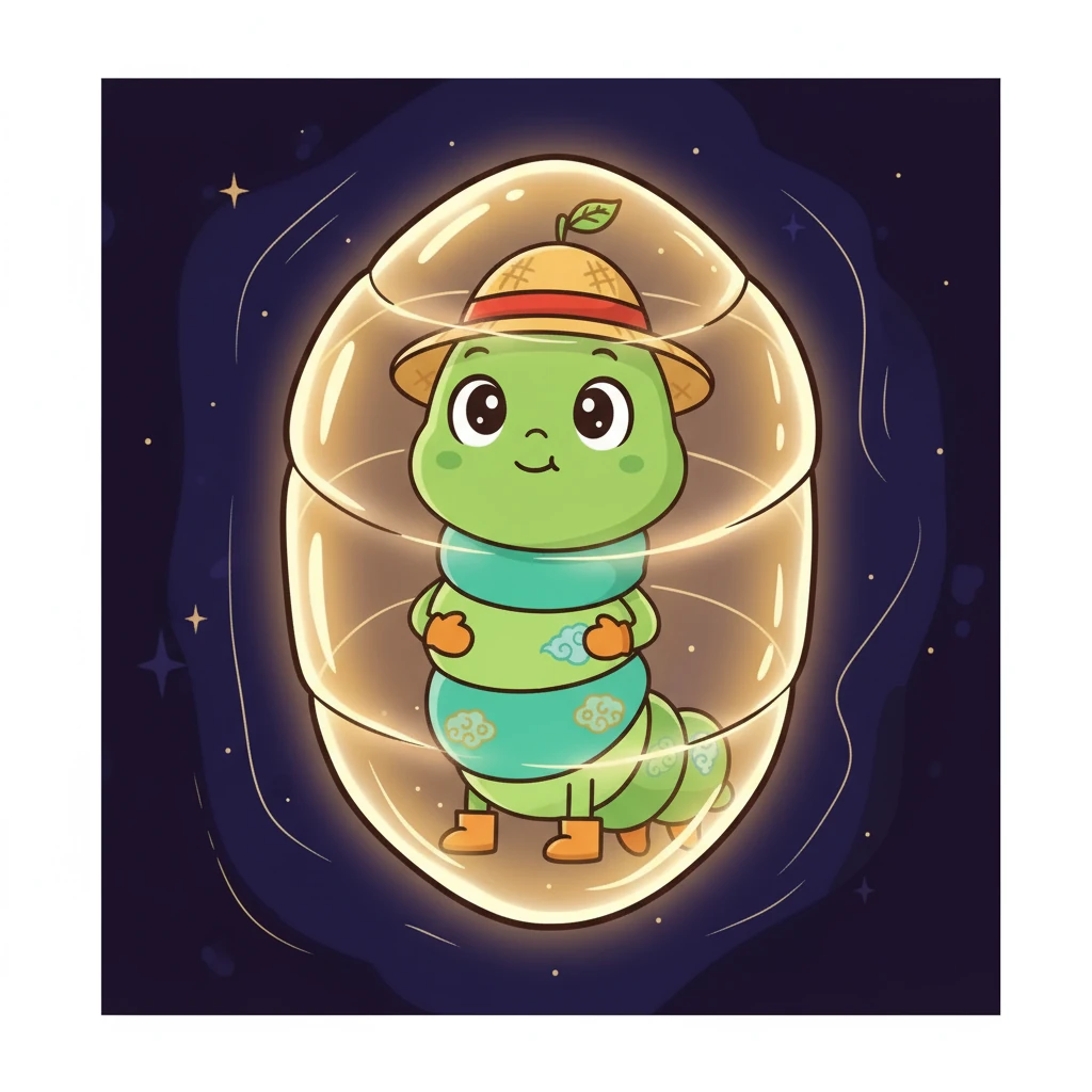 翠翠在茧中待了很久，她感到周围一片黑暗。但是，她从未放弃希望。她知道，在她醒来的时候，她会变得不一样。她充满了期待，等待着破茧而出的那一刻。