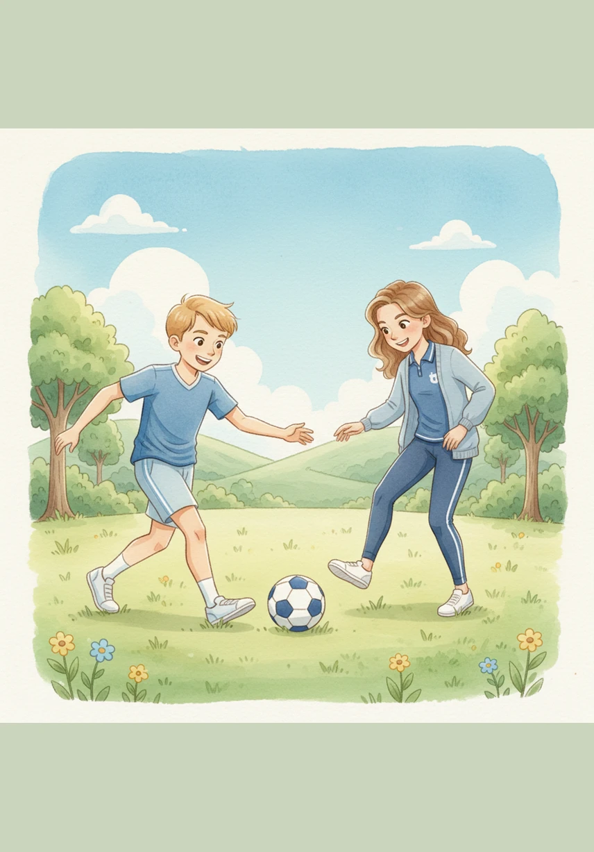 The two friends wasted no time and started playing with their favorite ball, passing it back and forth with expert precision. For Sam and Pam, any game involving a ball was the best way to spend their Sunday together, and they were very good at it.