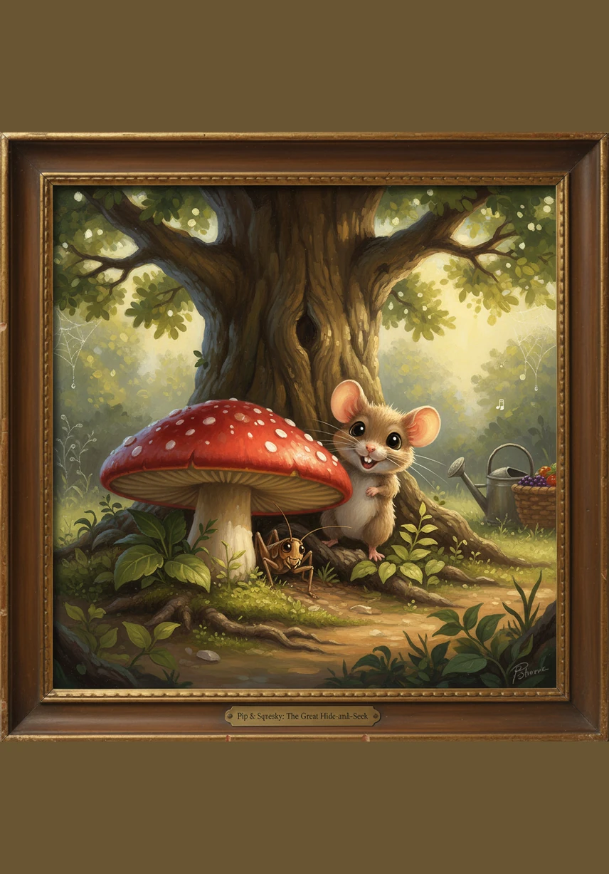 Pip's best friend was a cheerful cricket named Squeaky, who loved to play hide-and-seek among the tall clover. They spent their afternoons laughing and chasing shadows, as long as the shadows weren't too long.