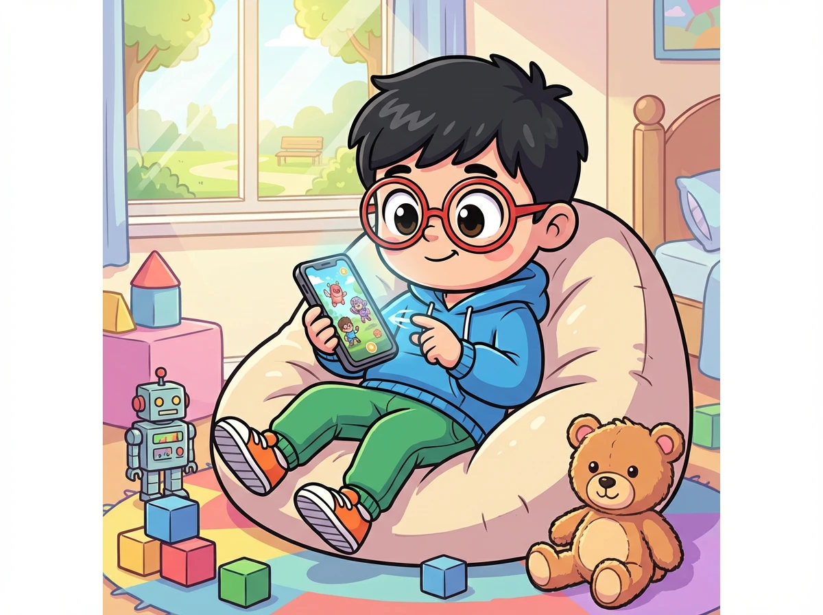 Riko sangat suka bermain ponsel. Setiap hari, dia menghabiskan berjam-jam bermain game dan menonton video.