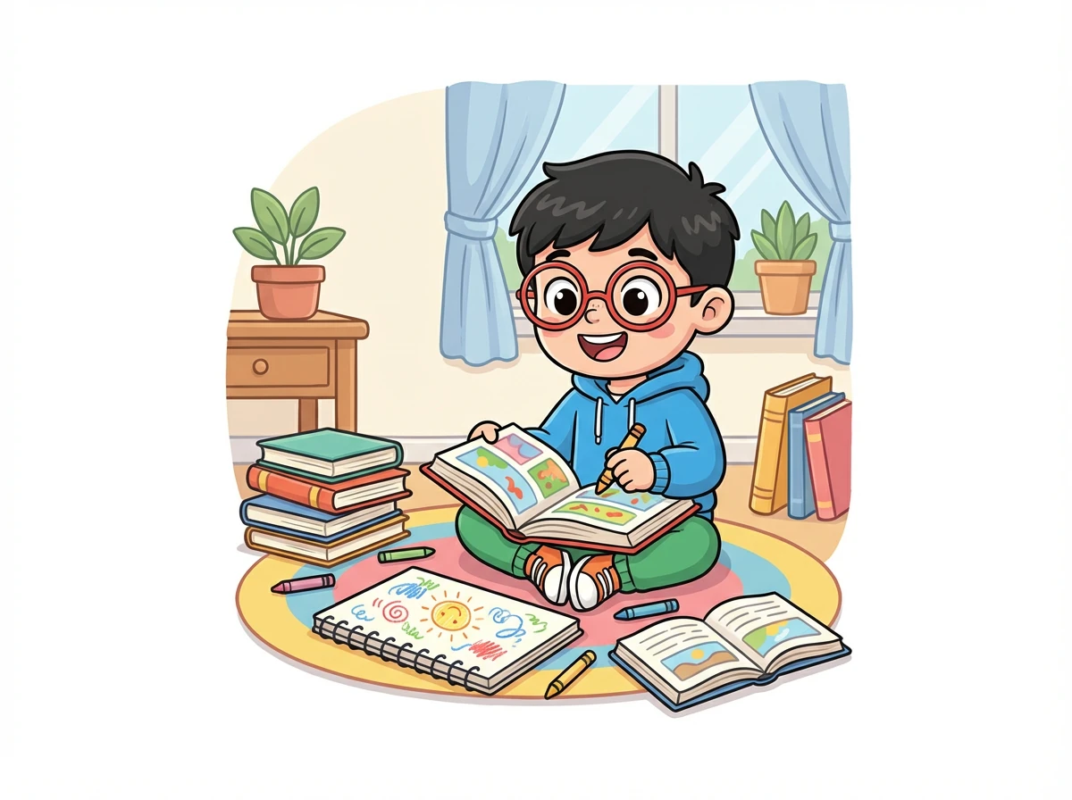 Riko juga mulai membaca buku dan menggambar. Dia menemukan banyak kegiatan seru lainnya yang tidak melibatkan layar ponsel.