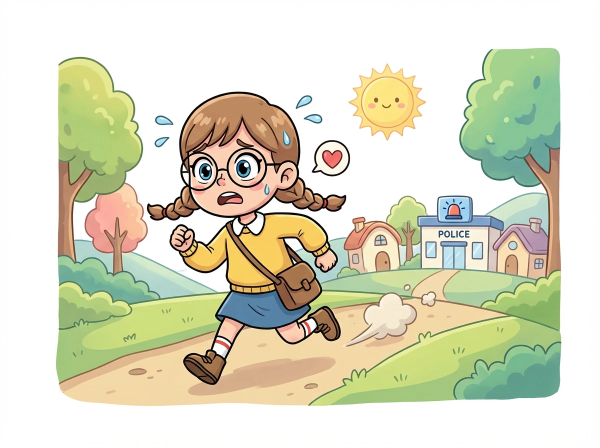 Mit klopfendem Herzen rennt Riya zurück ins Dorf, um die Polizei zu informieren. Sie erzählt alles, was sie gesehen hat.