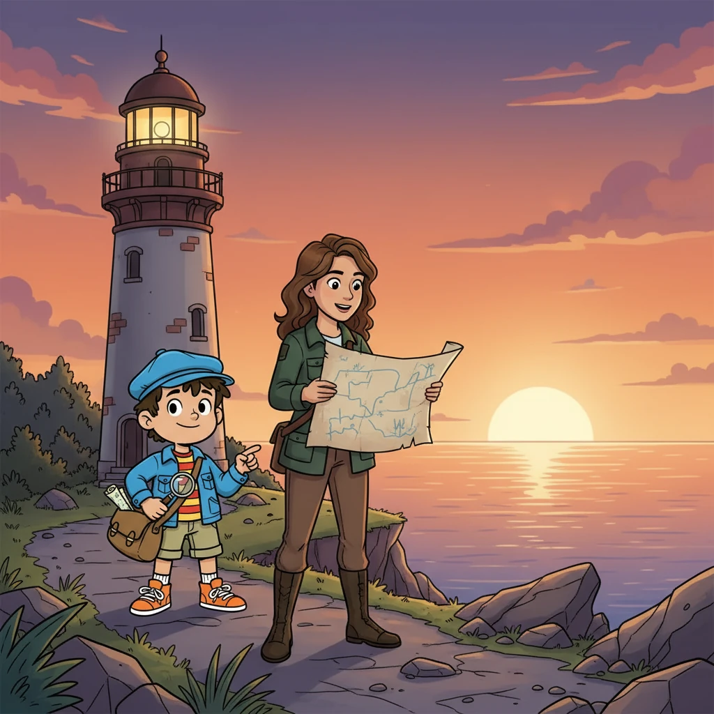 As the sun dipped below the horizon, Ravi waited near the lighthouse. A woman emerged, holding a rolled canvas. She unrolled it, revealing faint blue lines beneath the paint. "A map," she whispered, "The French left something behind..." Footsteps echoed behind him.