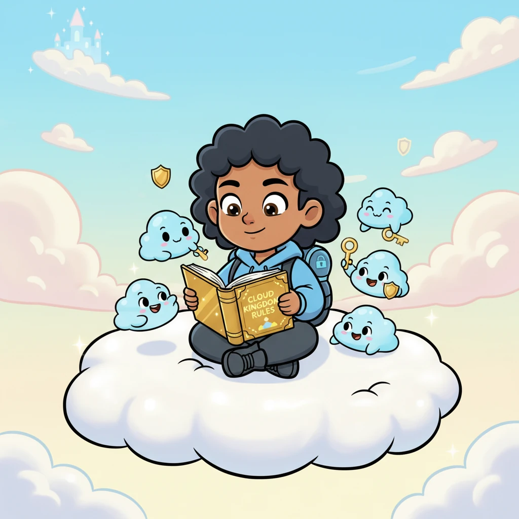 After the excitement, Miko gathered all her Cloud Sprites to review the 'Cloud Kingdom's Golden Rulebook.' Together, they learned the best ways to keep their digital home safe and happy, following all the important guidelines.