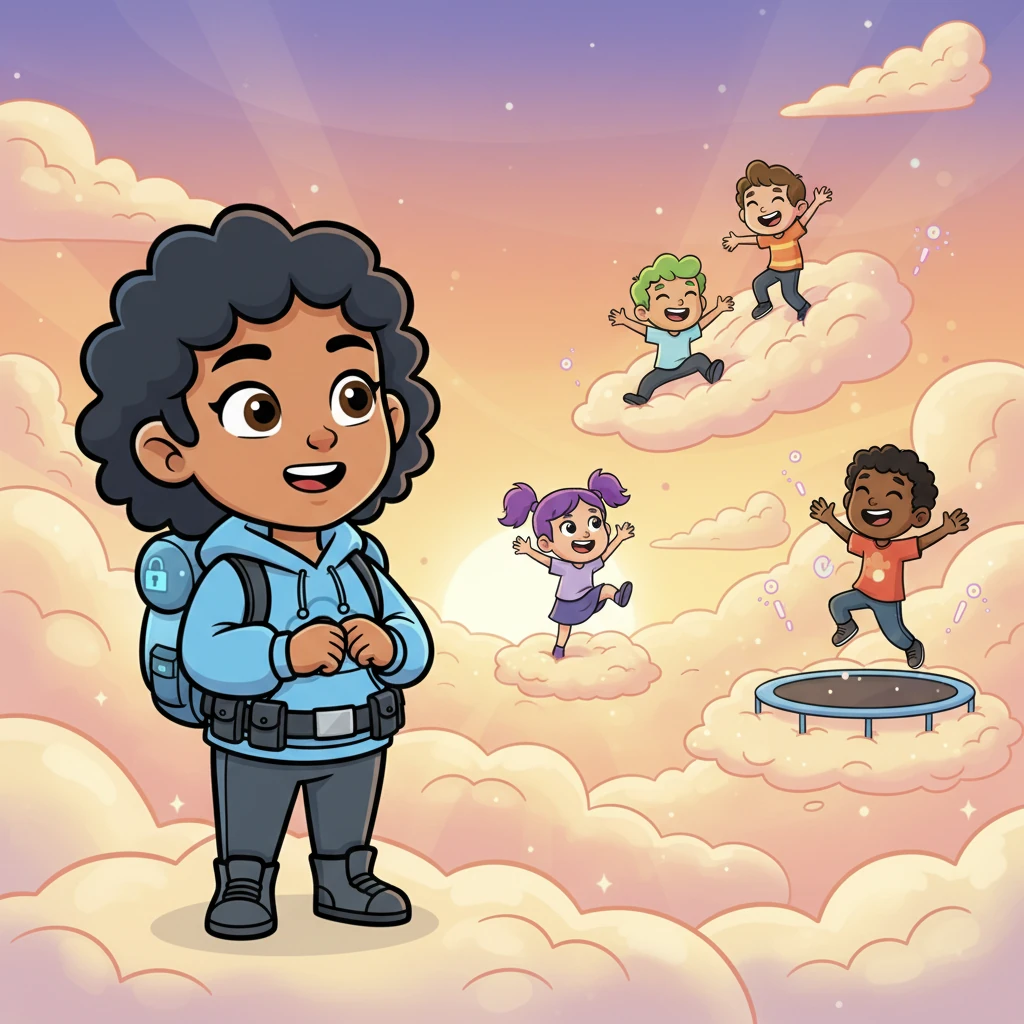 As the sun set over the glowing Cloud Kingdom, Miko smiled, watching her friends play among the secure, shimmering clouds. With Miko Byte on duty, the Cloud Kingdom was always a safe and happy place for everyone's digital dreams to thrive.