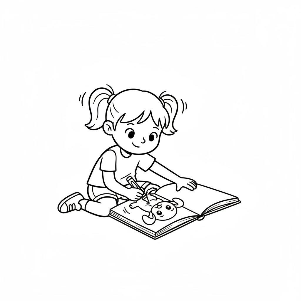 Lily sketched a playful puppy, with a wagging tail and floppy ears. She could almost see its soft brown fur and sparkling eyes, even though it was only an outline on the white page.