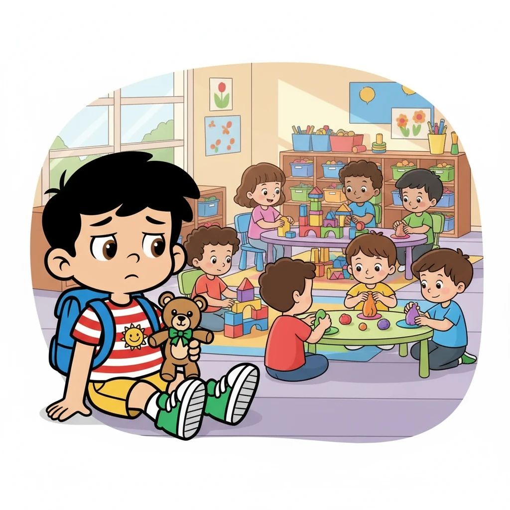 Kaio sentou sozinho, observando. As outras crianças brincavam com blocos e massinhas. Ele queria brincar, mas as pernas não se moviam.