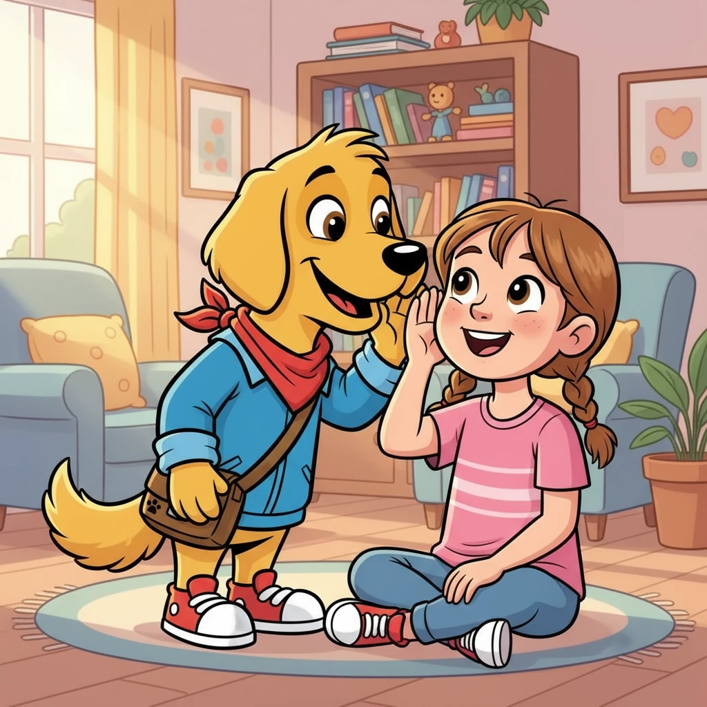 Barnaby, a golden retriever with fur the color of sunshine, lived with a kind girl named Lily. He had a secret: he could talk! But only to Lily, of course. He'd whisper his thoughts and ideas, and she'd always listen, her eyes sparkling with delight.