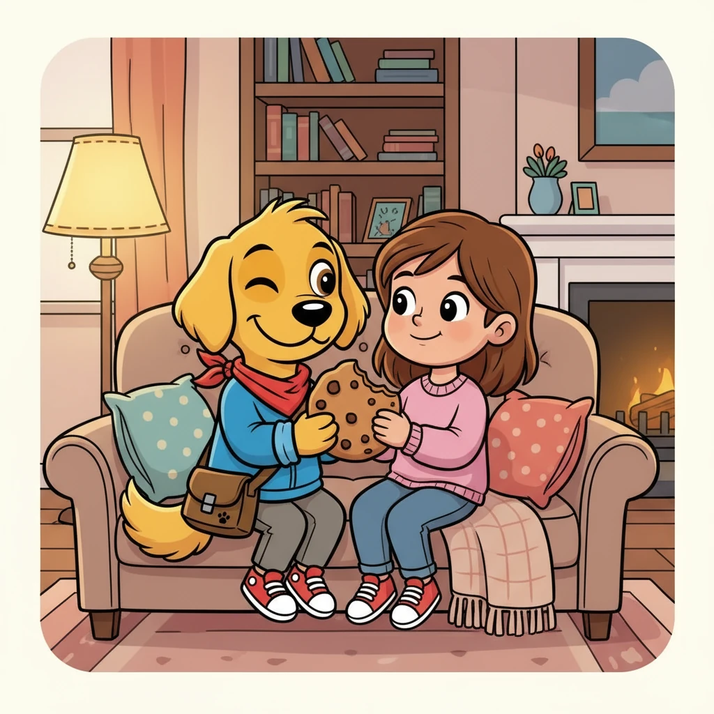 Back home, snuggled together on the couch, Lily and Barnaby shared a cookie. Barnaby, with a secret smile, knew their adventures were just beginning. Together, they could solve any problem, as long as they had each other.