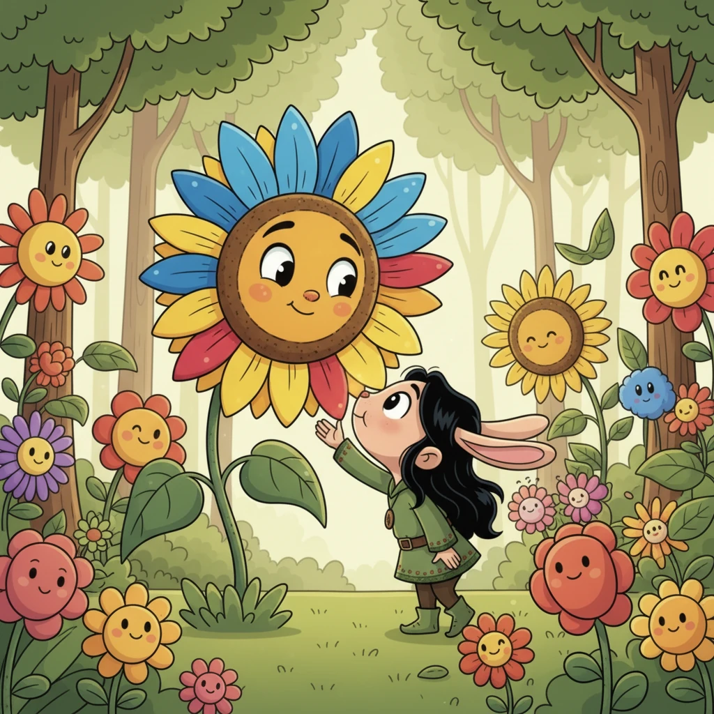 Sa loob, bumungad sa kanya ang isang kaharian ng mga nilalang na gawa sa halaman at bulaklak. Ang mga bulaklak ay nagsasalita at ang mga dahon ay sumasayaw, na nagbibigay-buhay sa buong lugar.