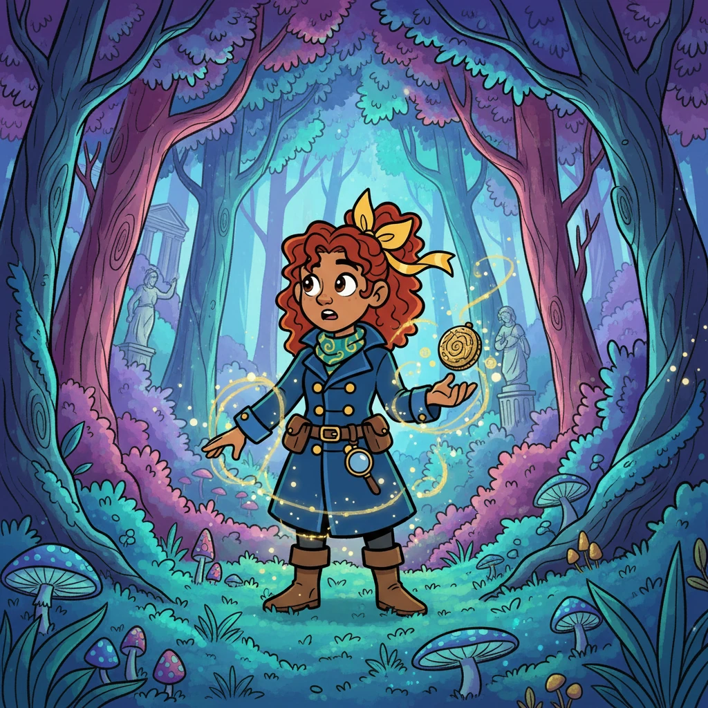 Elara Harper, a quiet curator, discovered a tarnished locket in the museum's vault. As she touched it, a surge of energy enveloped her, and the museum dissolved around her. She found herself standing in a vibrant, otherworldly forest bathed in an ethereal glow.