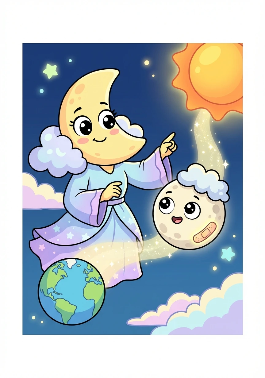 Ibu Binar menjawab, 'Bulan tetap indah karena memantulkan cahaya, meskipun terluka.'