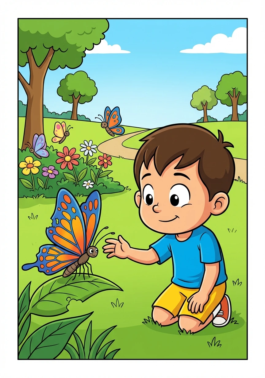 Keesokan harinya, Binar pergi ke taman. Ia melihat kupu-kupu dengan sayap yang sedikit robek.