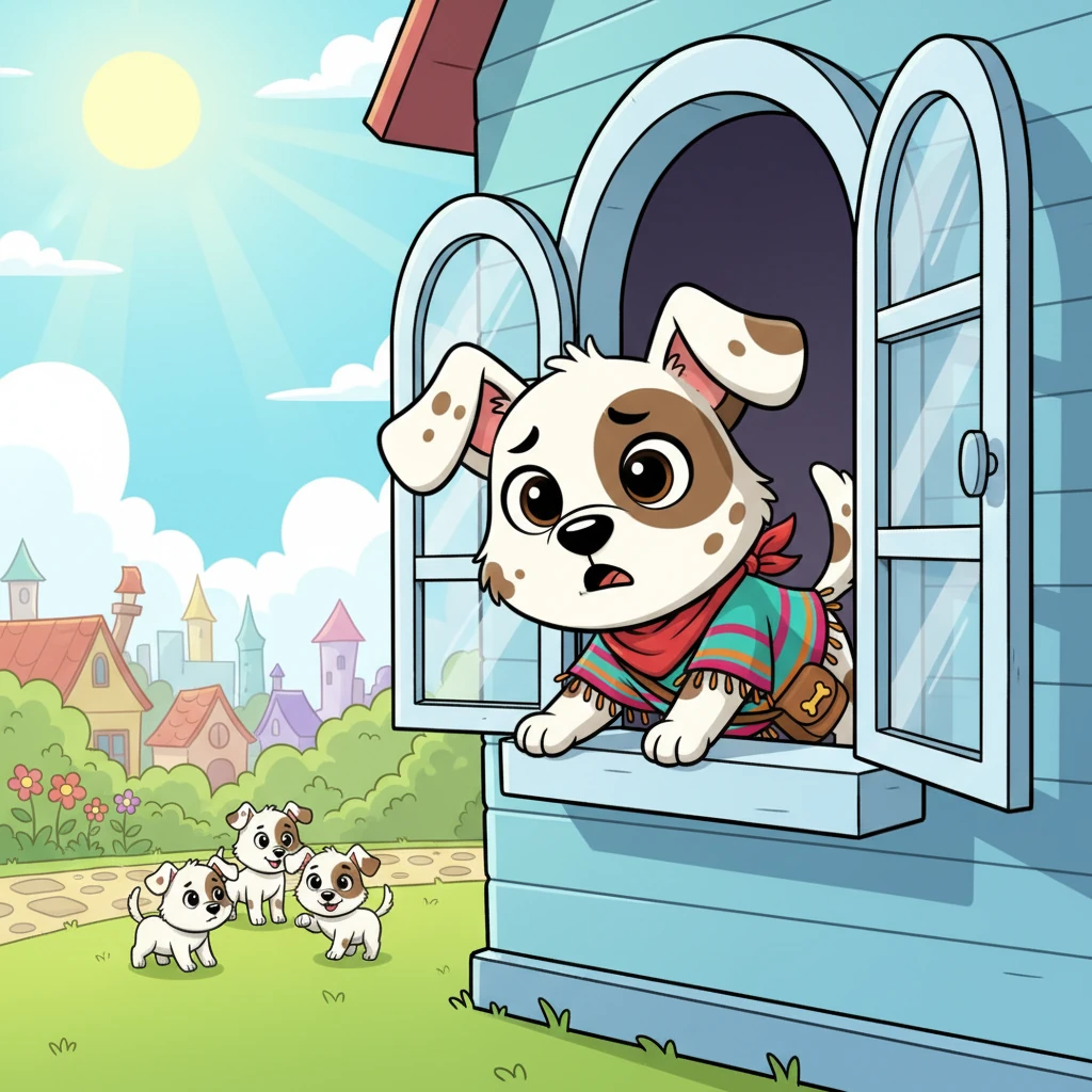 Un día soleado, Citlalli salió sola a una tienda nueva, y las horas pasaron sin que regresara. Manchitas, con su corazón latiendo fuerte, fue la primera en darse cuenta de que algo andaba mal. Mientras las otras perritas blancas seguían jugando, Manchitas sabía que tenía que actuar y se deslizó con determinación por una ventana abierta, sintiendo el aire de la gran ciudad en su hocico.