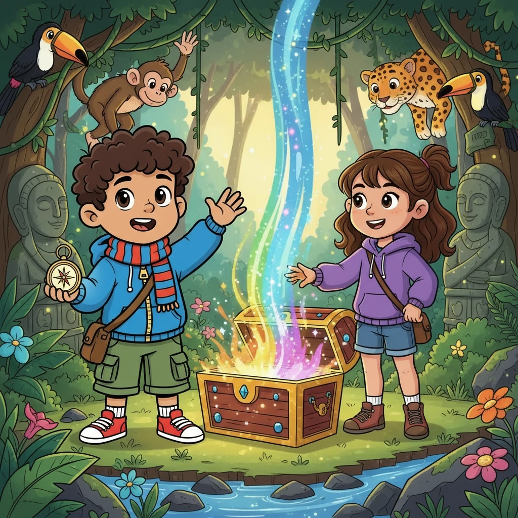 Together, Ayaan and Zoya used their wit and courage to solve a series of challenges. They helped the animals find a lost treasure that would restore the jungle's magic. They learned the importance of teamwork and believing in themselves.