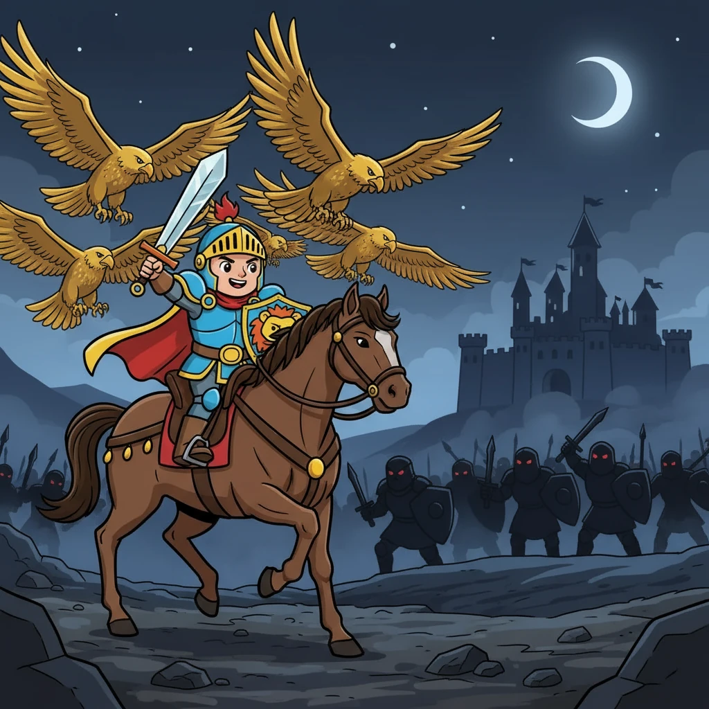 Жеті қыранды ертіп, Айбар елі үшін жалғыз аттанды. Жау келгенде еш жасқанбай, оларға қарсы тұруға дайындалды. Түн ішінде жауға шапты.