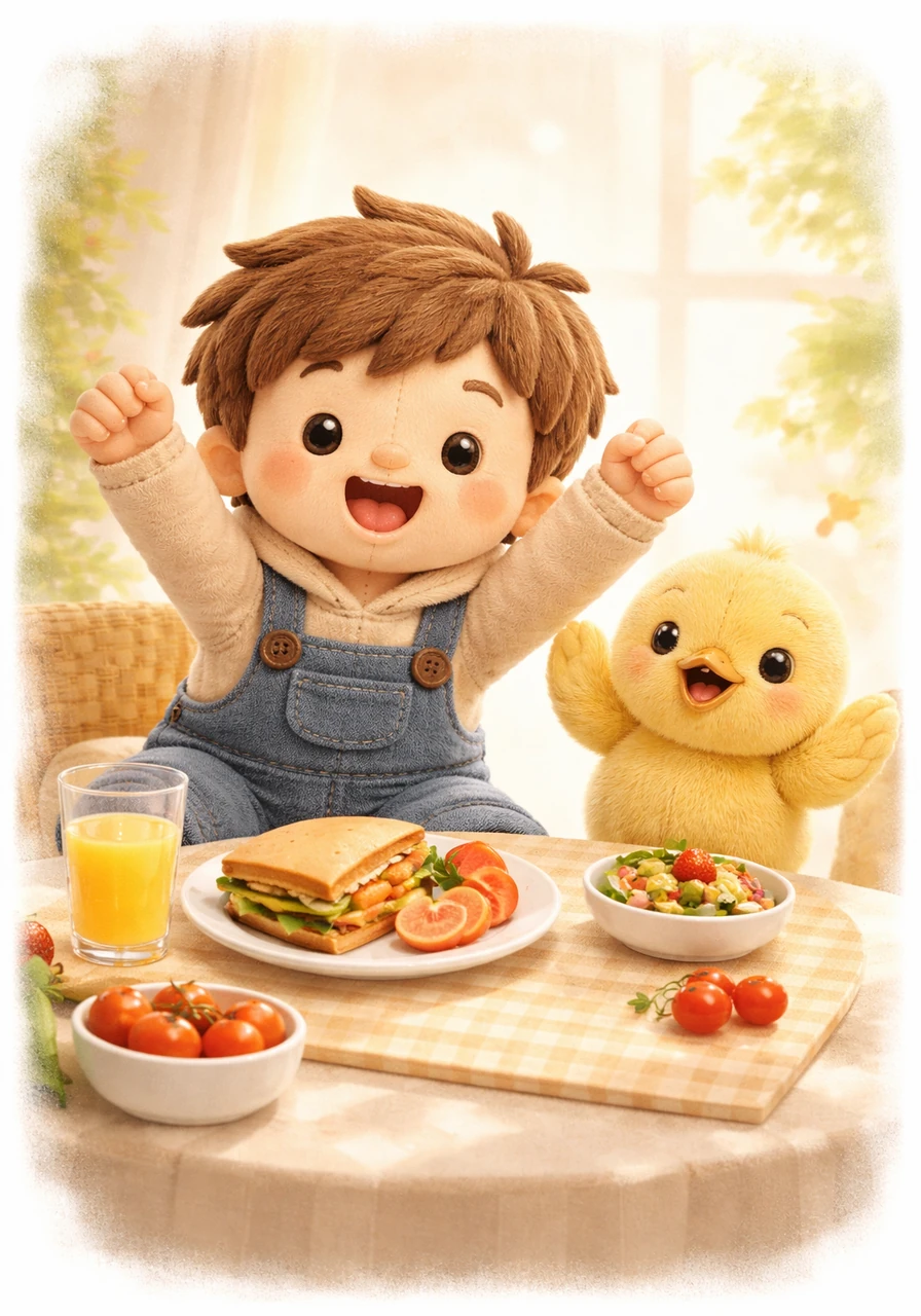 Chad feels such joy and gives a big cheer for his lunch.