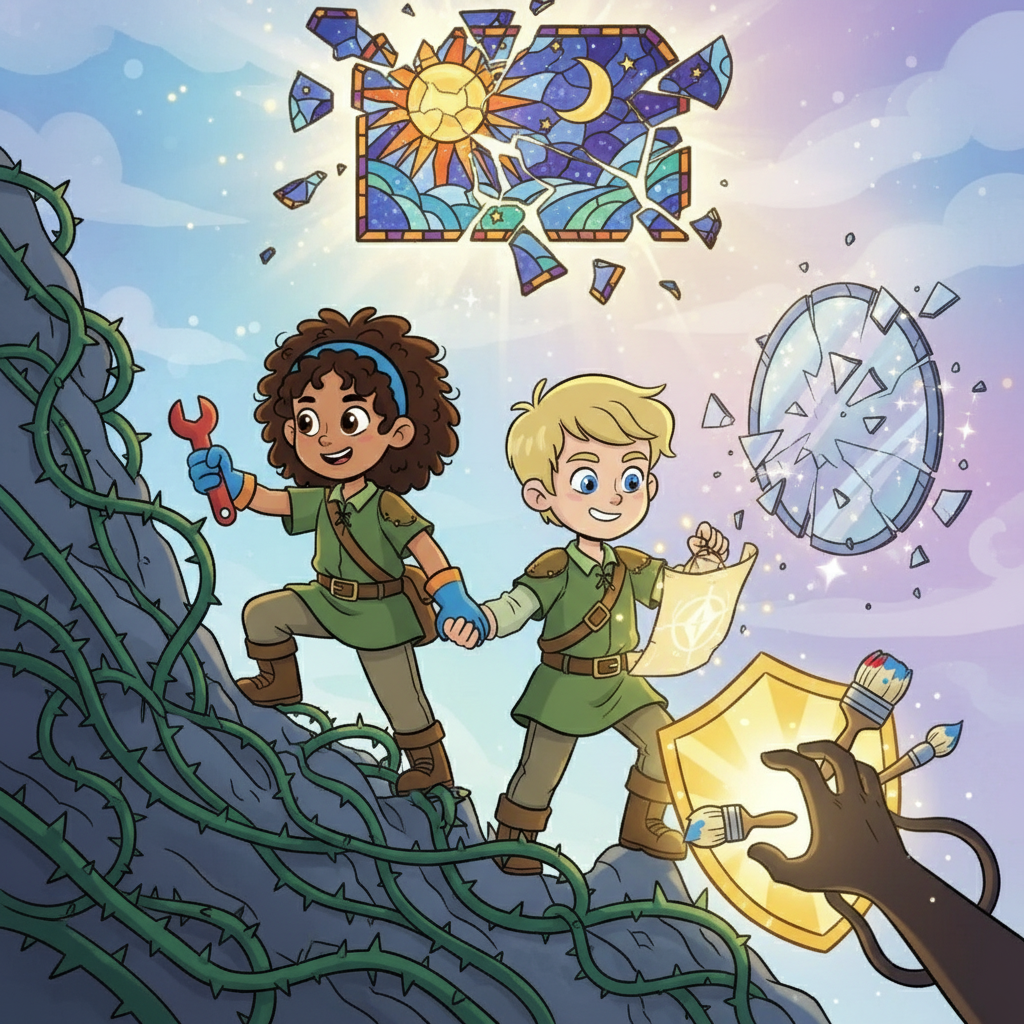 They faced obstacles: tricky mazes, illusions, and the shadow's attempts to corrupt their efforts. But by supporting each other and believing in their individual strengths, they overcame each challenge. The fractured dream began to heal.