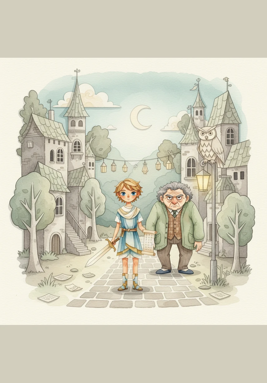 In the silent city of Umbra, everything is made of delicate paper layers, and every citizen is followed by a flat, gray shadow. Young Leo walks through the navy-blue streets, wondering why the world feels so monochromatic and still.