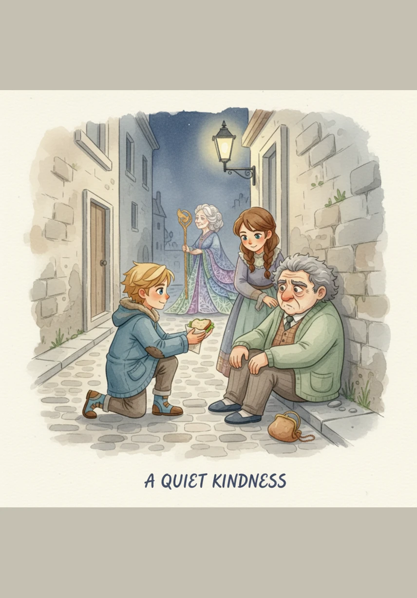 Working in the shadows where no one can see, Leo hammers the last nail and leaves a warm lantern for Mr. Silas to find. He expects nothing in return, feeling a quiet peace settle over his heart as he walks back home through the empty streets.