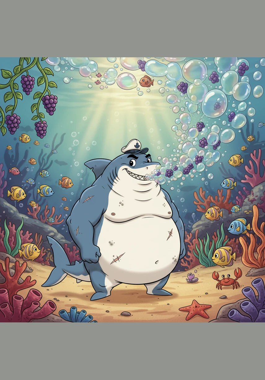 From that day on, Barnaby was no longer just a shark; he was the Reef’s official Bubble Master. Whenever there was a celebration, he would eat a few sea-grapes and provide the most spectacular, shimmering show in the seven seas.