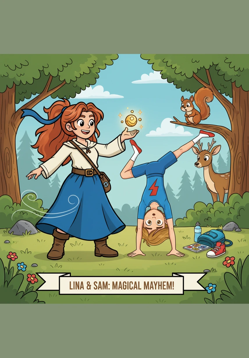 Suddenly, her playful cat jumps into the gift box and gets covered in sparkly silver glitter. Lina laughs out loud as the cat sneezes a tiny cloud of sparkles into the air.