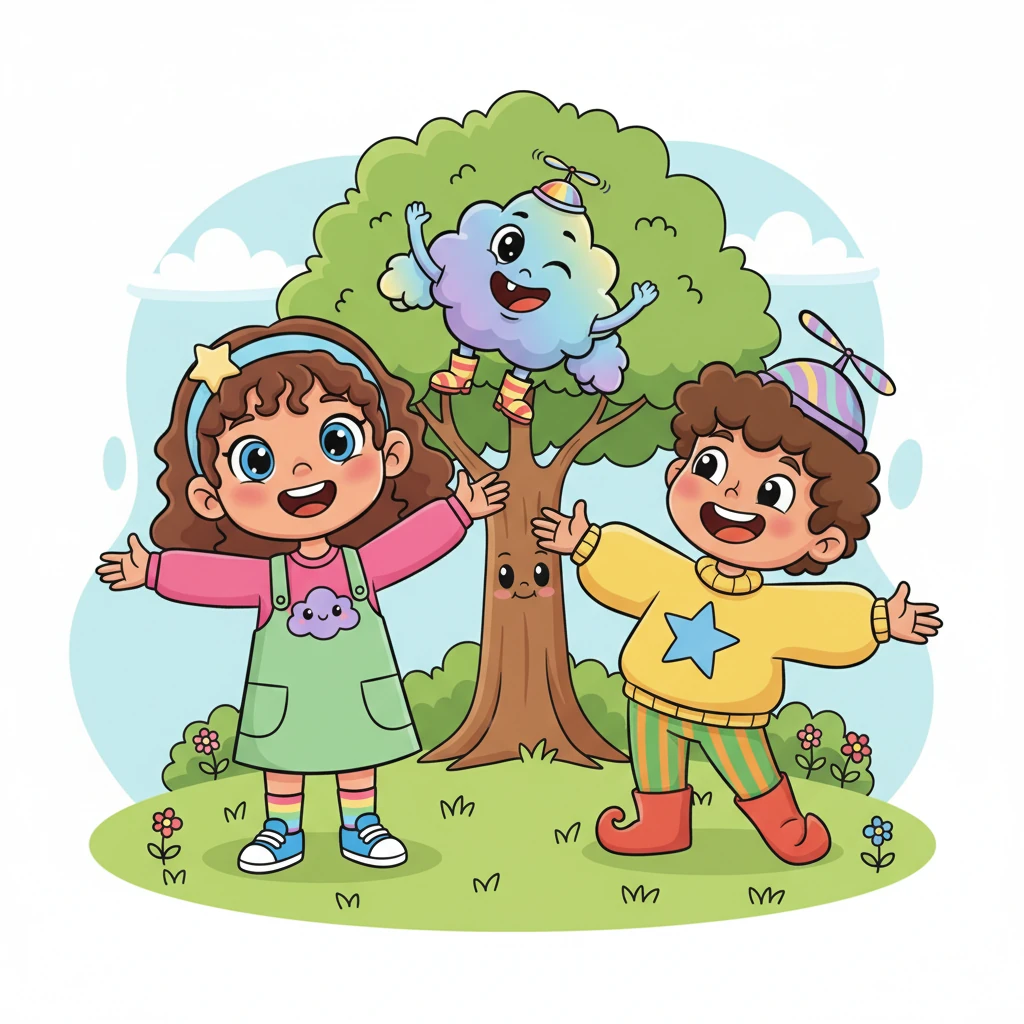 Lily, now feeling brave, asked the tree and the cloud countless questions about their magical world. The cloud bounced happily, sharing stories of the sky, while the tree chuckled, telling tales of the forest's secrets. Their conversation was filled with laughter and wonder, making Lily feel right at home.