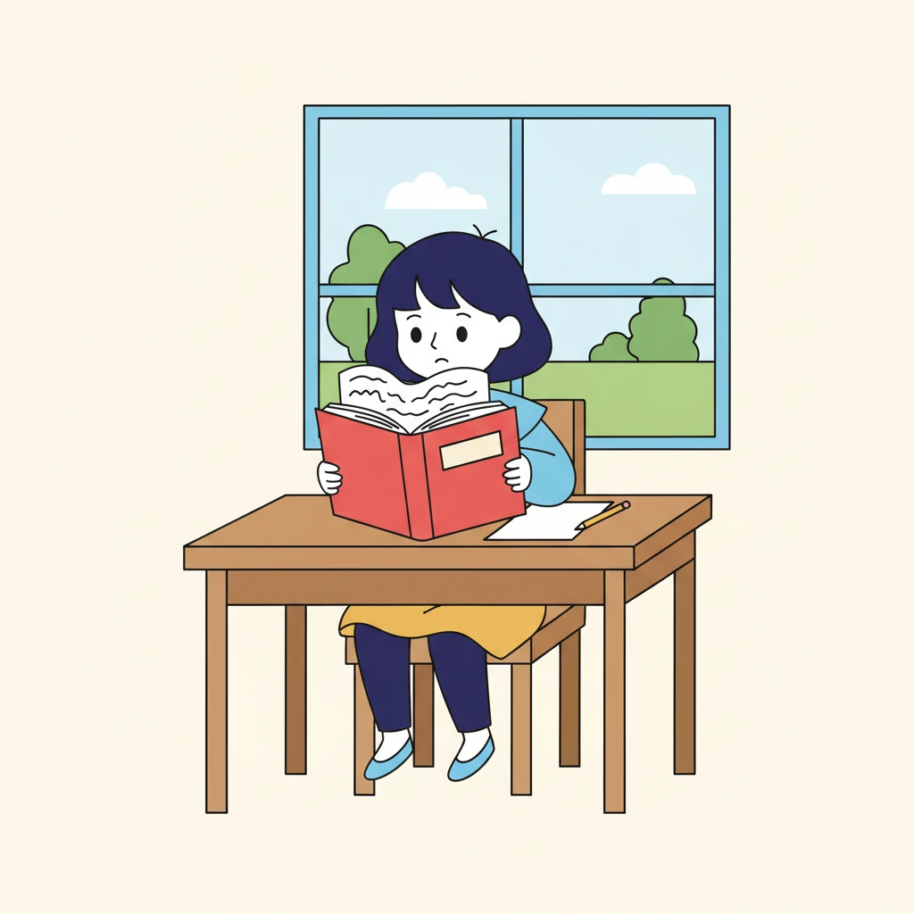 Mai ngồi bên bàn học, ánh mắt chăm chú nhìn vào bài tập về nhà. Cuốn sách thơ Tiếng Việt của Lưu Quang Vũ mở ra, những dòng chữ dường như nhảy múa trước mắt cô bé. Cô bé cảm thấy hơi bối rối không biết bắt đầu từ đâu.