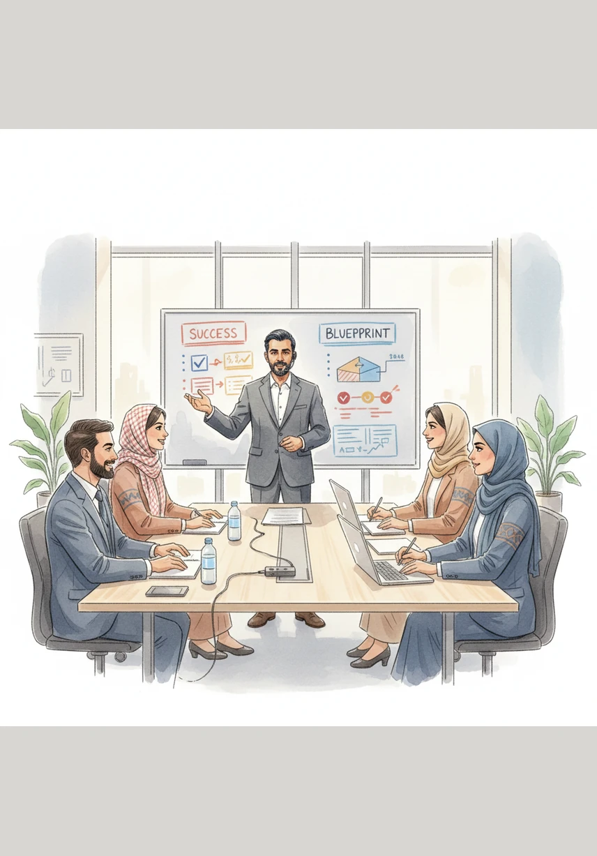 Amin leads a training workshop where young and old employees sit together, learning to navigate the new software with curious smiles. He emphasizes that building the knowledge and technical skills of the people is the most important foundation for their success.