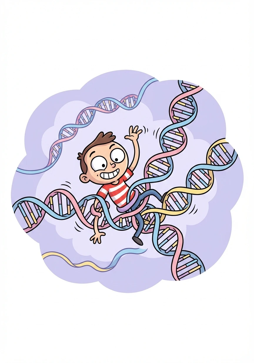 DNA-Dave snuck inside the Nucleus and started mingling with the cell's own DNA, causing a bit of a ruckus.
