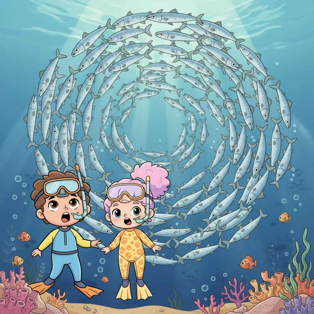 איתי ואיה עצרו את נשימתם והתבוננו ביופי המרהיב. הברקודות שחו במבנה מושלם, כמו רקדניות בלט תת-ימיות. הם הרגישו כאילו הן מזמינות אותם להצטרף לריקוד המסתורי שלהן.