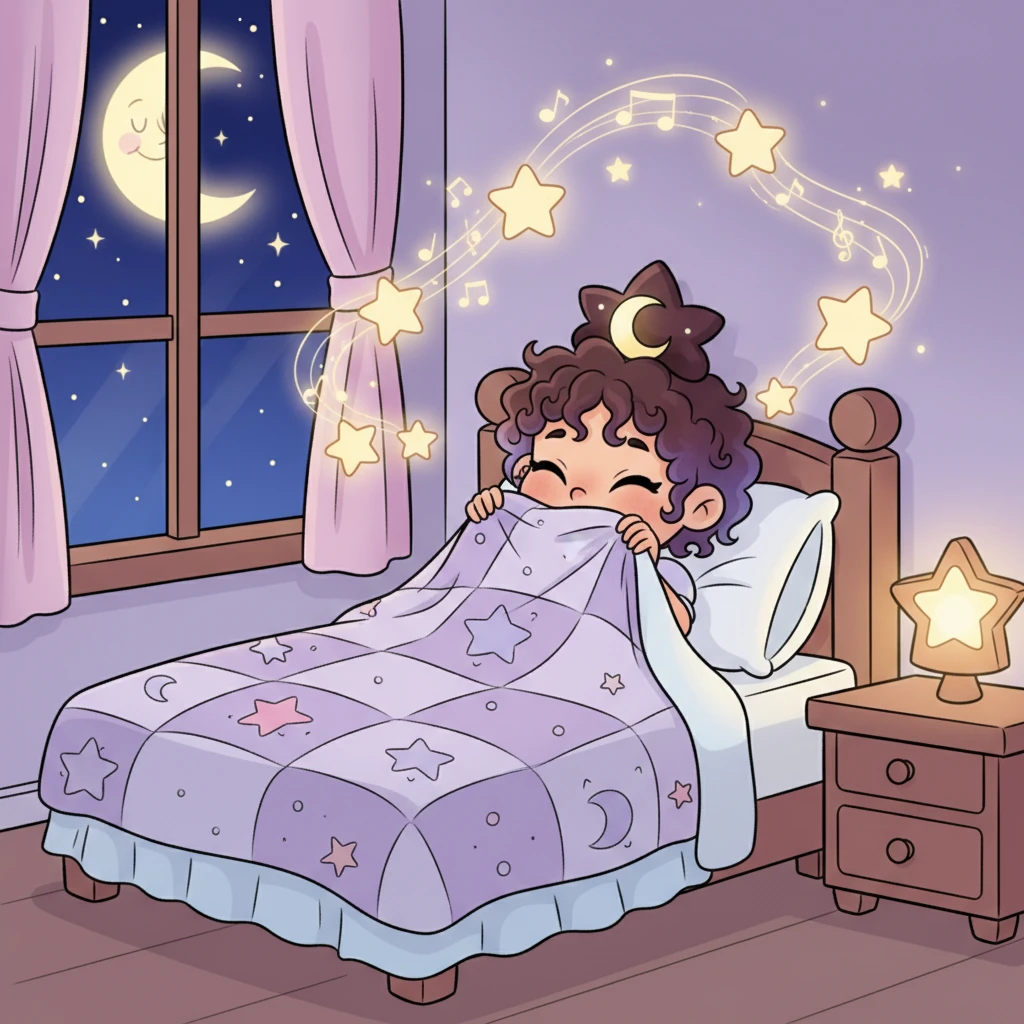 The stars seemed to sing, a beautiful, wordless song just for her. It was a lullaby to help her sleep, a melody to guide her into sweet dreams. Luna finally snuggled into her bed, pulling the covers up to her nose, feeling safe and loved.