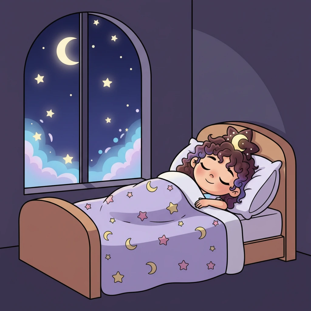 From her warm bed, she looked at the sky one last time. The stars continued their gentle glow, a silent promise. "I'll be back tomorrow," Luna thought, "Goodnight, stars." And with a peaceful smile, Luna drifted off to sleep, knowing the world was safe and full of light.