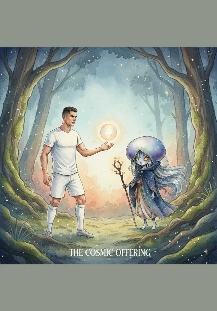 The glowing ball rises slowly from the box, hovering at eye level before the legendary player. Cris stands up, his slim body poised and ready, as the light from the ball dances across the Oxford blue sky and soft white clouds. He feels a surge of familiar energy, a connection to the game that has defined his entire life.