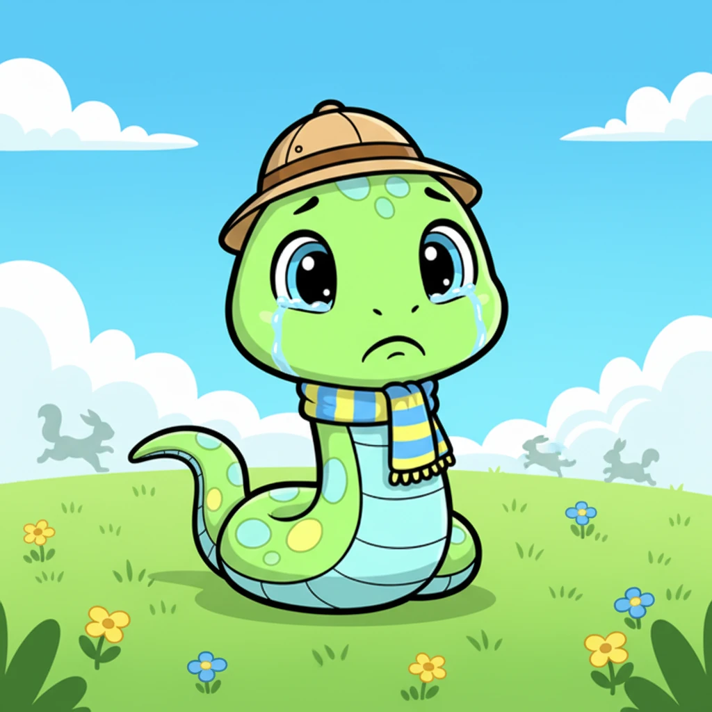 Sunny deflated, its happy smile turning into a sad frown. "Oh dear," it sighed, its long tail drooping low to the ground. "Why does everyone always run away from me?"