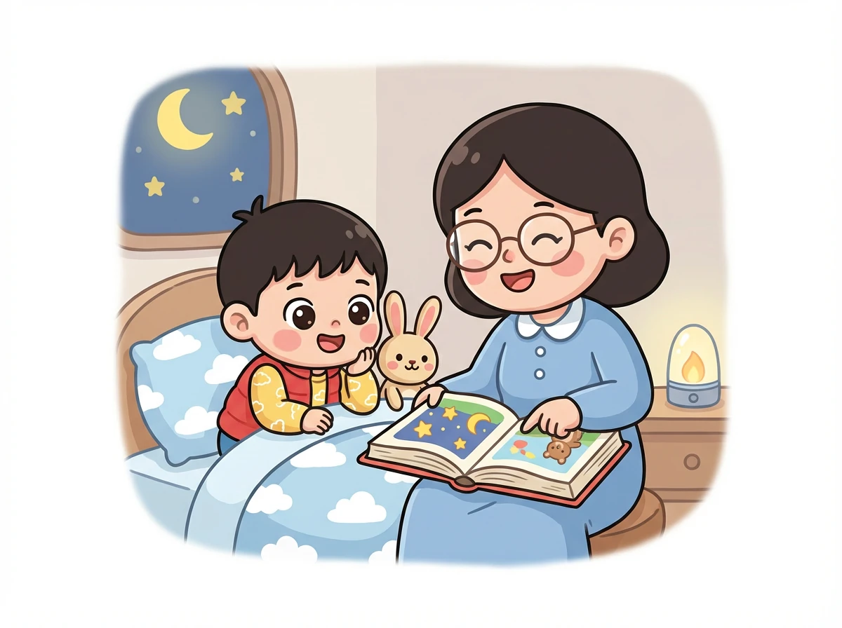 皮皮是一只可爱的小兔子,他最喜欢的就是睡觉前听妈妈讲故事。