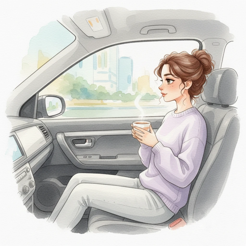 My morning commute transformed into a serene journey, as my self-driving car glided effortlessly through the city. I sipped warm tea, gazing at the passing scenery, grateful for this quiet moment to prepare for the day ahead, completely hands-free and unburdened. The world outside blurred in soft, harmonious strokes, a dreamy wash of colors.