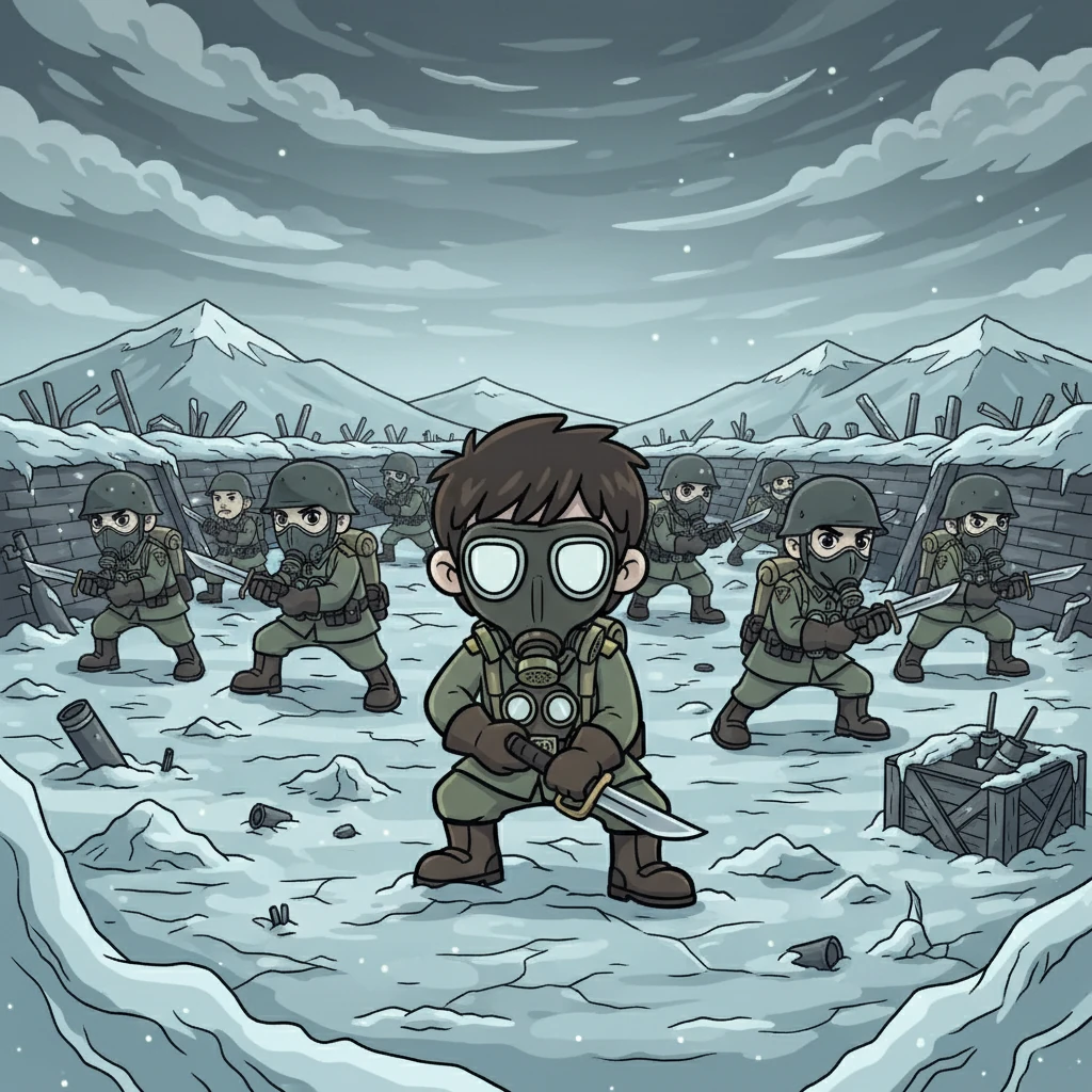 Luego de aquel ataque, el campo de batalla se congeló. Un silencio sepulcral se apoderó de todo, interrumpiendo el estruendo de la guerra. Cada soldado, en medio de la quietud, se preparó para el avance, agarrando firmemente su bayoneta.