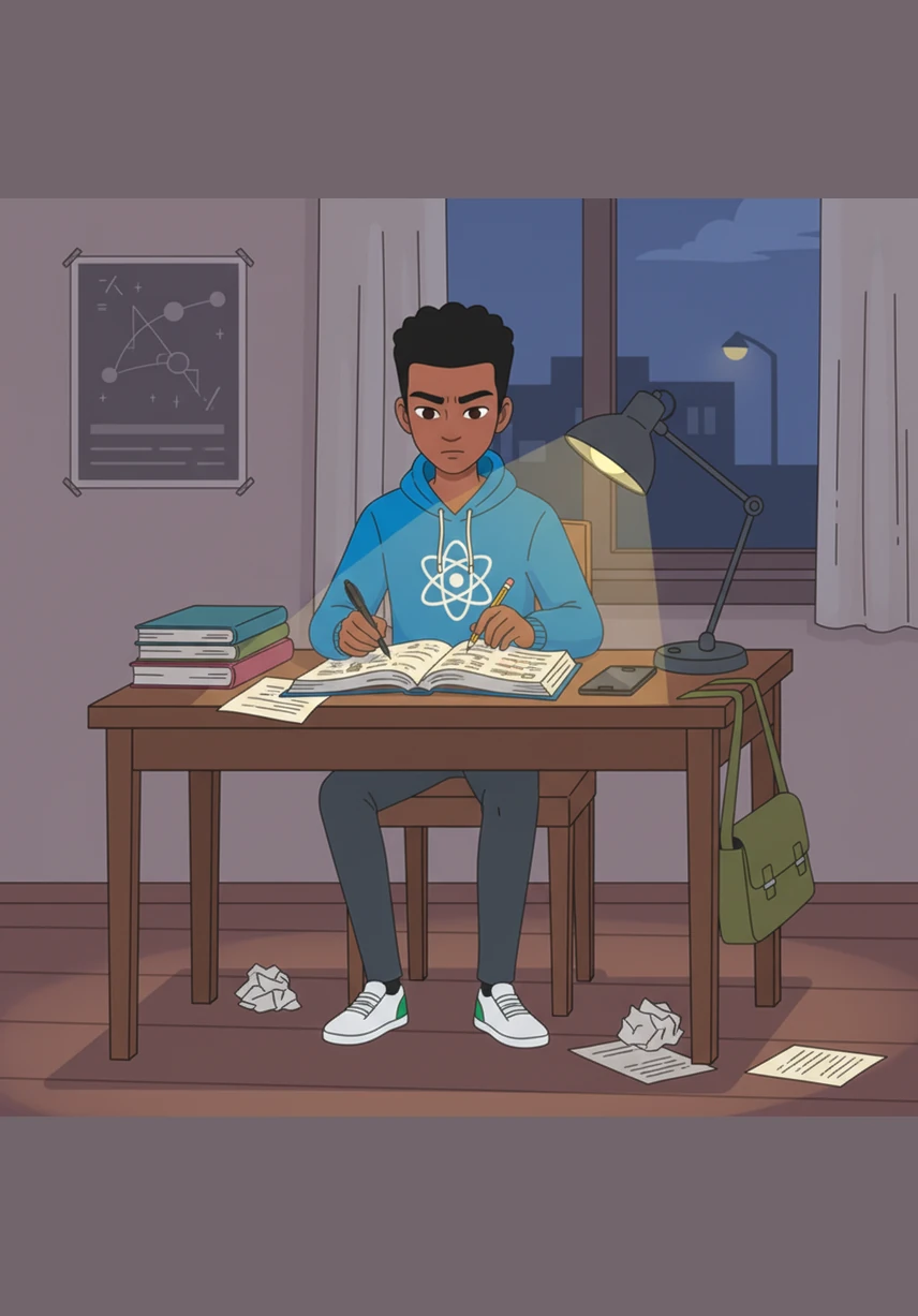 يقضي عمر ساعات طوال بعد الانتهاء من دروسه المدرسية في تعلم برامج التصميم المتقدمة من خلال الإنترنت. ينعكس ضوء الشاشة الملون على وجهه المركز وهو يحاول إتقان رسم الخطوط ودمج الألوان باحترافية عالية، متحدياً نفسه كل يوم.