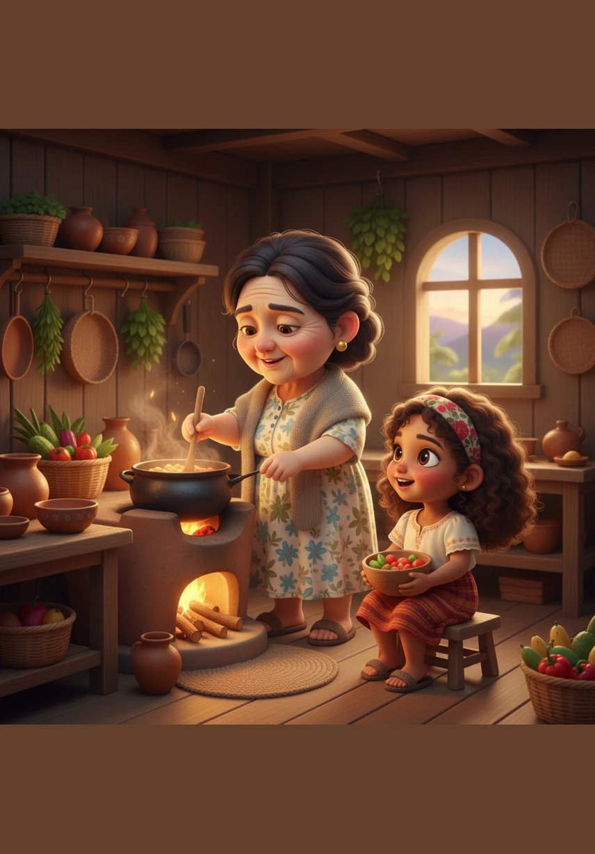 The kitchen is warm with the glow of a clay stove as the mother asks Pinang to find the salt for their meal. Despite the jar sitting directly in front