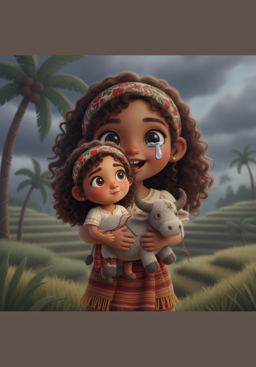 Days later, the mother discovers a strange, crown-topped fruit growing in the spot where her daughter was last seen. She kneels down to touch the roug