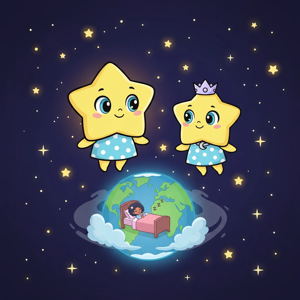 Lumi looked down at Earth, seeing Lily's peaceful sleep. His heart swelled with a warm, happy feeling. He realized that his true brightness wasn't about being the biggest, but about helping others. Stella, the wise star, floated gently beside him. "You found your light, Lumi," she twinkled, "by sharing it." Lumi smiled, his gentle glow now strong and steady. He knew he was important, not because of his size, but because of his kindness. And so, Lumi, the little star who once felt dim, now shone with a beautiful, helpful light, a comforting beacon in the vast, magical night sky. All the stars twinkled softly around him, making the night truly special.