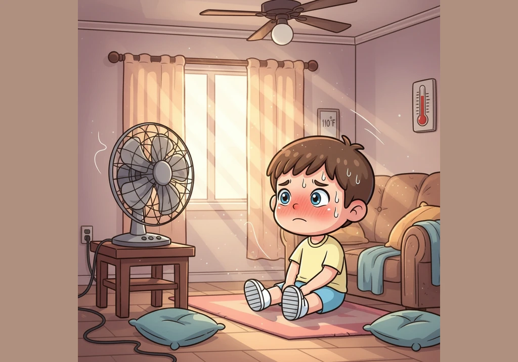 夏天的太阳像个大火球，屋子里闷热得让人透不过气，小男孩豆豆满头大汗地坐在沙发上。就在这时，空调机里一群名为“小冷”的神奇精灵正整装待发，准备开始他们的清凉大冒险。