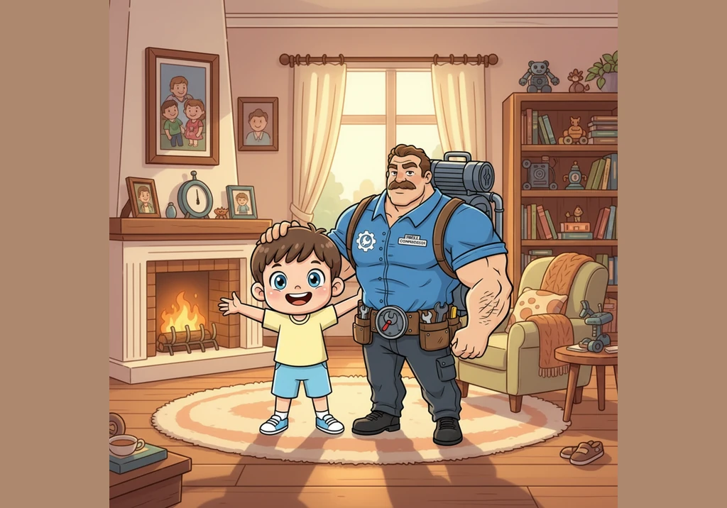 小冷最喜欢抱抱热气了，当热空气靠近时，小冷张开双臂，把屋子里的热量通通吸进自己的身体里。原本热乎乎的空气变凉了，被风扇重新吹进屋子，带给豆豆一丝凉意。