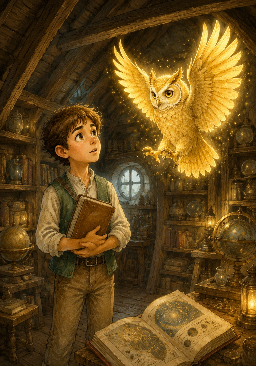 A wise owl named Aris fluttered down from the rafters, his feathers shimmering with a faint, golden glow. He told Leo that in the Great Book of the Universe, nothing is ever truly lost, only transformed into something new.