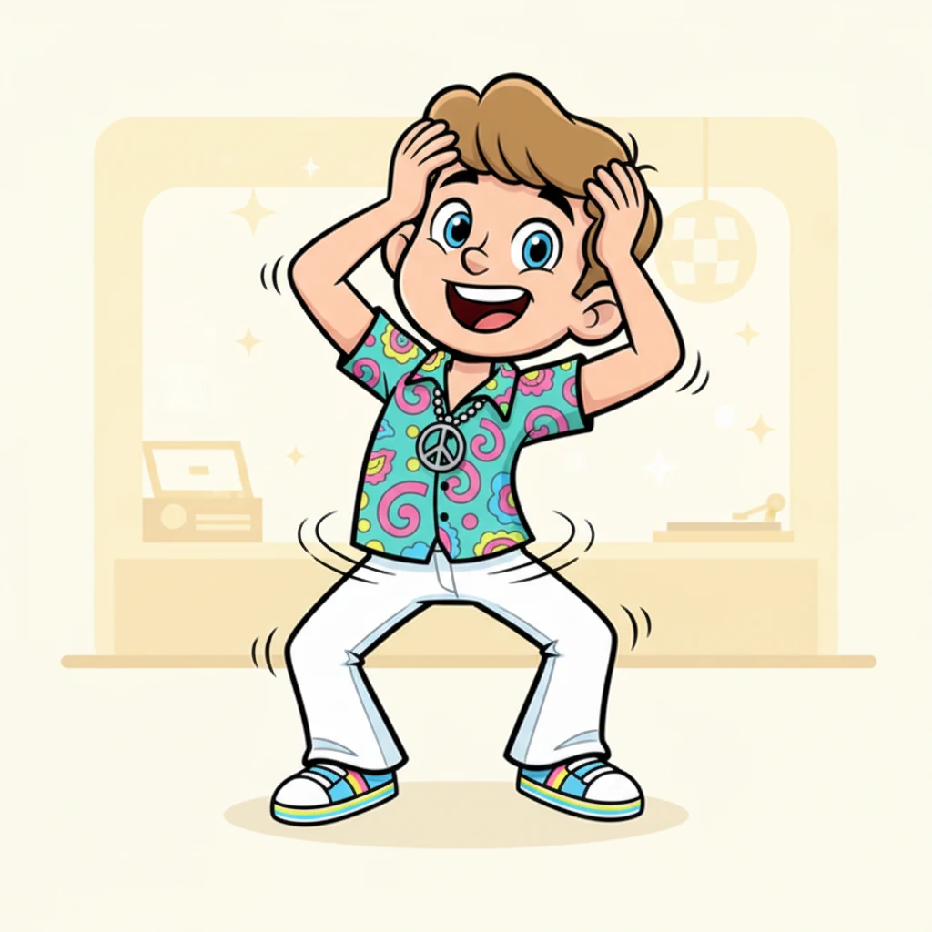 With a flourish, Leo spins around, his hands playfully placed on his head, as he shakes his hips with all his might. His booty-shaking is so enthusiastic, it practically has a personality of its own. He's completely lost in the music, radiating pure, unadulterated joy.