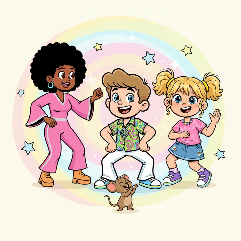 With a burst of collective joy, the three dancers really let loose, their bottoms and hips swaying and shaking in perfect, exaggerated unison. Remy the mouse claps his tiny paws, beaming at the heartwarming, hilarious spectacle of family fun. It’s a moment of pure, uninhibited happiness.